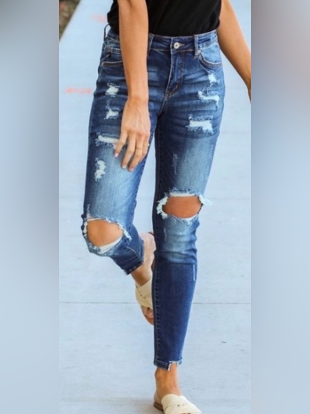 KanCan Dark Blue Distressed High Rise Skinny Jeans Pants 29
